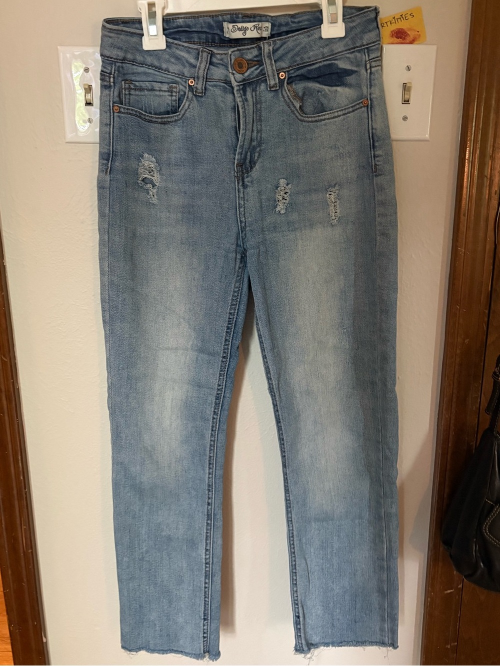 Indigo Rein Light Blue Distressed Cropped Jeans